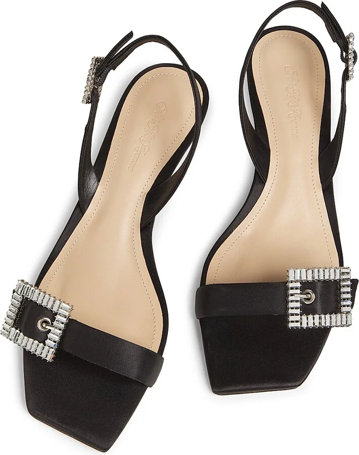 Women's 45MM Satin Slingback Sandals - Black - Size 6 - Image 4
