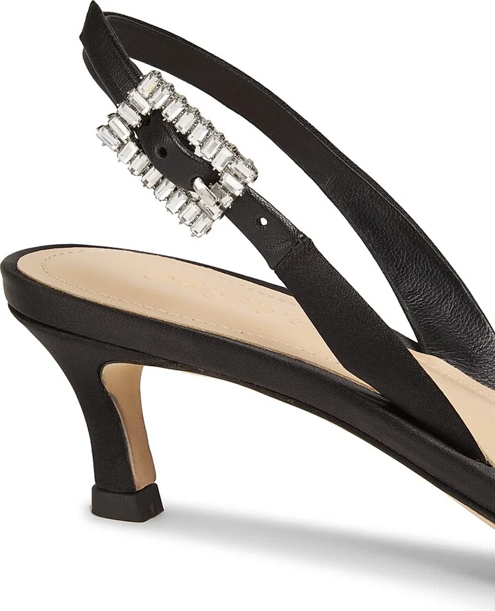 Women's 45MM Satin Slingback Sandals - Black - Size 6 - Image 6