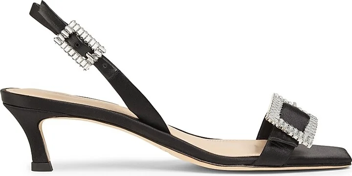 Women's 45MM Satin Slingback Sandals - Black - Size 6