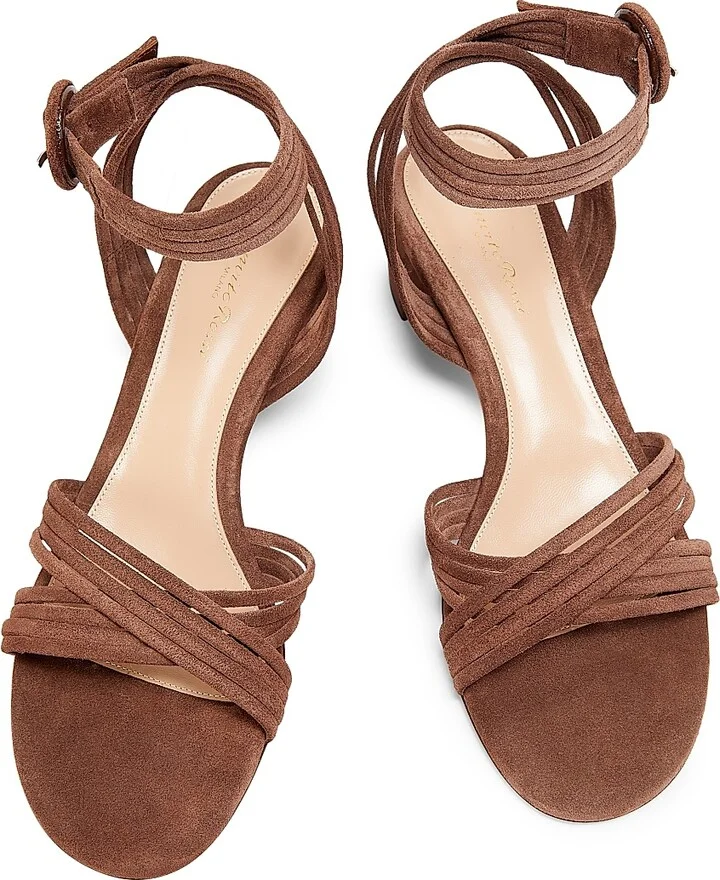 Women's 45MM Suede Block-Heel Sandals - Brown - Size 6 - Image 4