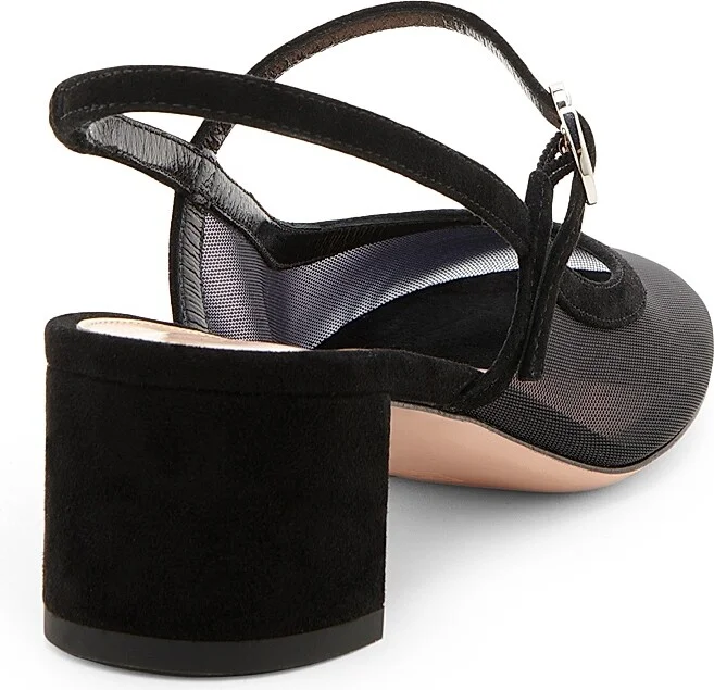 Women's 45MM Suede & Mesh Pumps - Black - Size 5 - Image 3