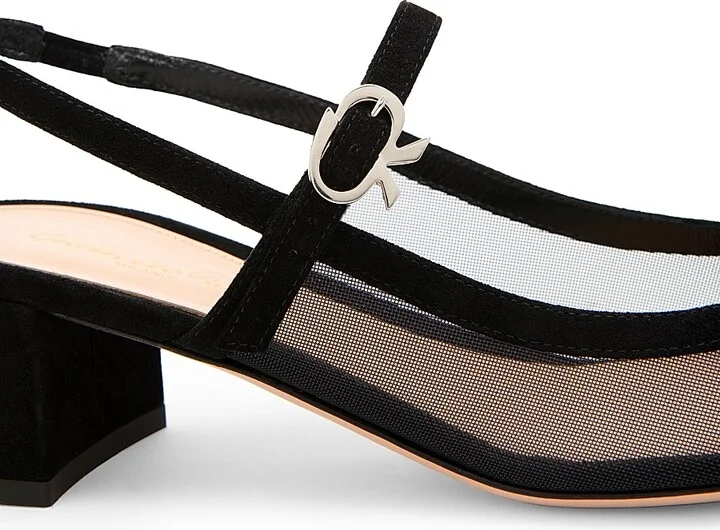 Women's 45MM Suede & Mesh Pumps - Black - Size 5 - Image 5