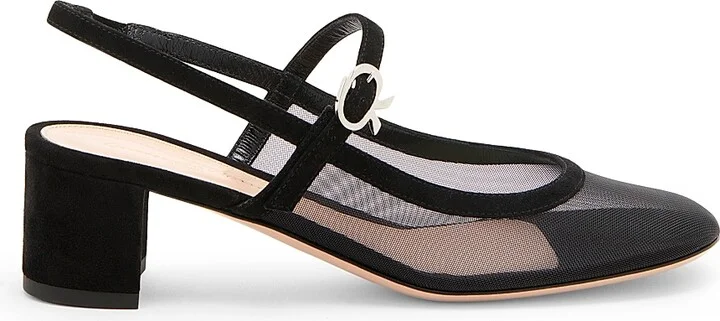 Women's 45MM Suede & Mesh Pumps - Black - Size 5