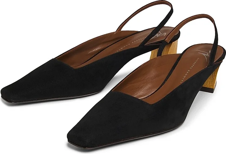Women's 45MM Suede Slingback Pumps - Nero Oro - Size 6 - Image 2