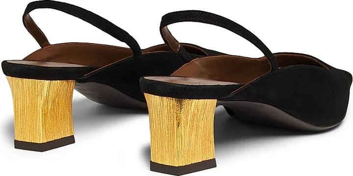 Women's 45MM Suede Slingback Pumps - Nero Oro - Size 6 - Image 3