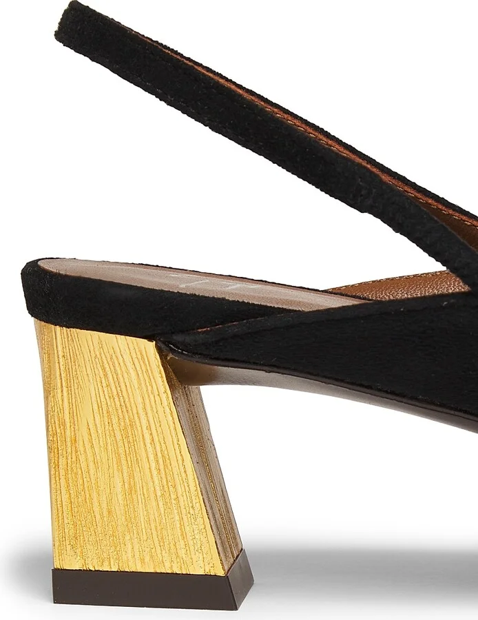 Women's 45MM Suede Slingback Pumps - Nero Oro - Size 6 - Image 5