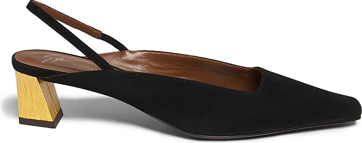 Women's 45MM Suede Slingback Pumps - Nero Oro - Size 6