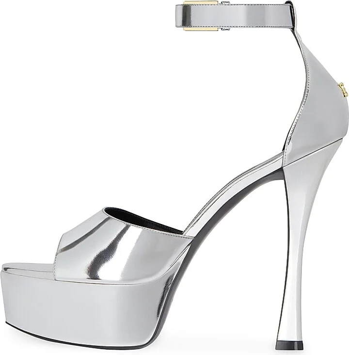 Women's 4G Liquid Platform Sandals in Patent Leather - Silvery - Size 6 - Image 2