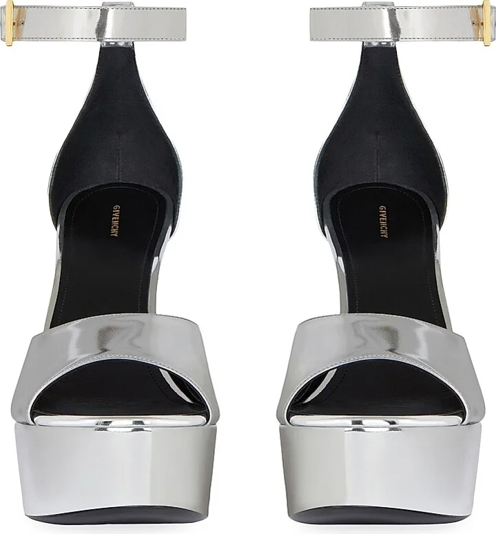 Women's 4G Liquid Platform Sandals in Patent Leather - Silvery - Size 6 - Image 4