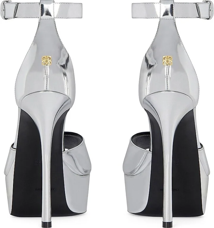 Women's 4G Liquid Platform Sandals in Patent Leather - Silvery - Size 6 - Image 5