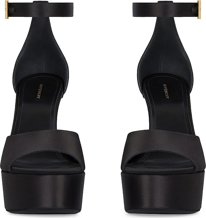 Women's 4G Liquid Platform Sandals in Satin - Black - Size 7 - Image 2