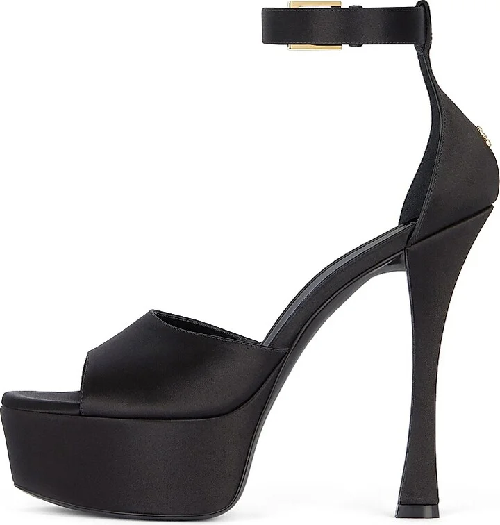 Women's 4G Liquid Platform Sandals in Satin - Black - Size 7 - Image 4