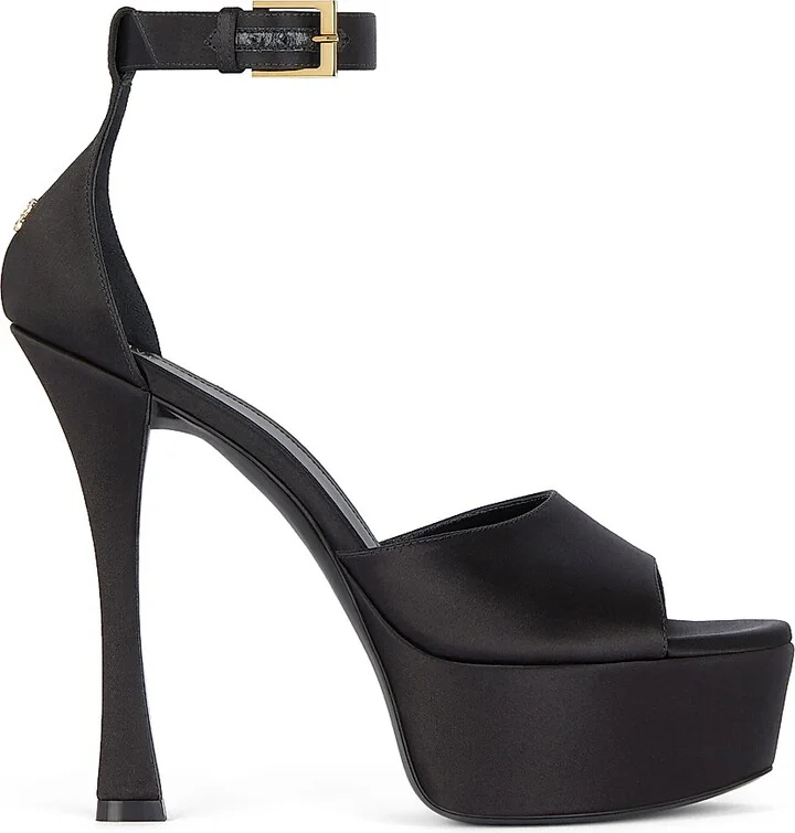 Women's 4G Liquid Platform Sandals in Satin - Black - Size 7