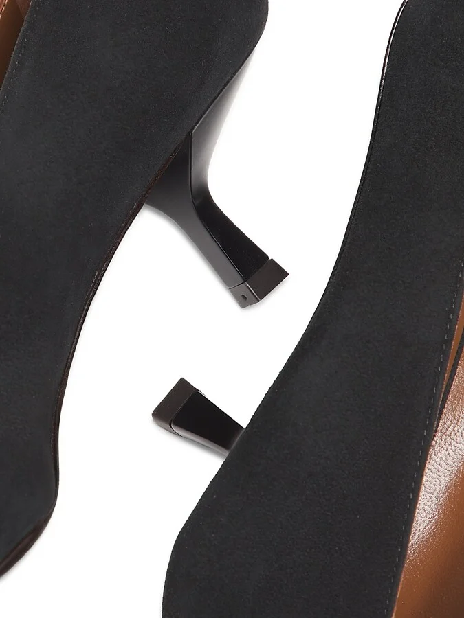 Women's 50MM Cap-Toe Leather Kitten-Heel Pumps - Nero Oro - Size 6 - Image 5