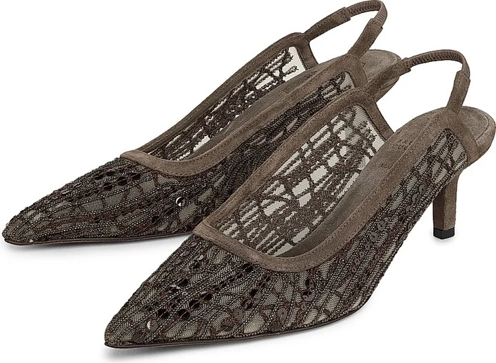 Women's 50MM Mesh Slingback Pumps - Brown - Size 5 - Image 2