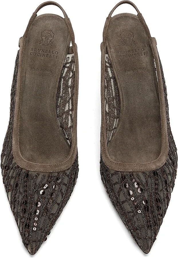 Women's 50MM Mesh Slingback Pumps - Brown - Size 5 - Image 4