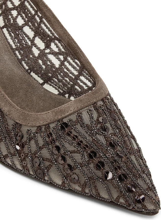 Women's 50MM Mesh Slingback Pumps - Brown - Size 5 - Image 5