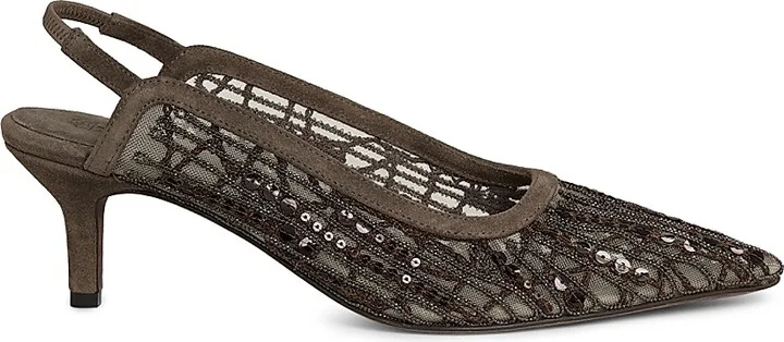 Women's 50MM Mesh Slingback Pumps - Brown - Size 5