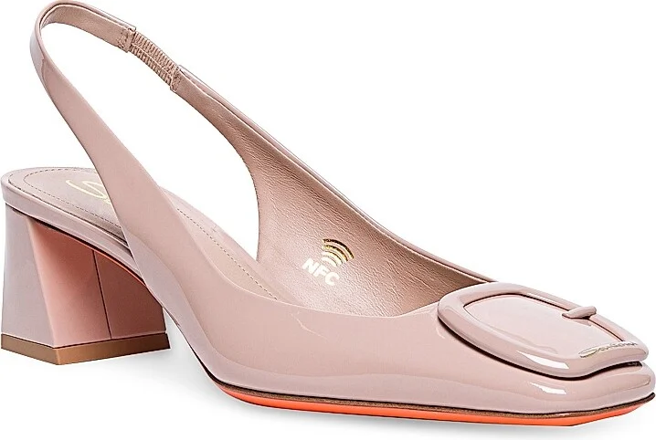 Women's 50MM Patent Leather Block-Heel Pumps - Beige - Size 5.5 - Image 2