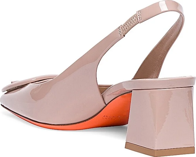 Women's 50MM Patent Leather Block-Heel Pumps - Beige - Size 5.5 - Image 3
