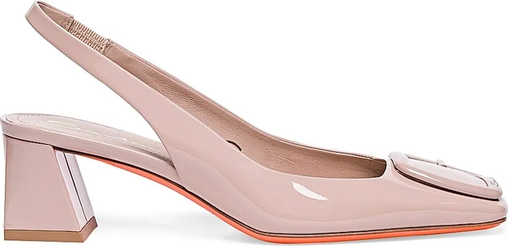 Women's 50MM Patent Leather Block-Heel Pumps - Beige - Size 5.5