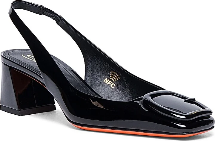 Women's 50MM Patent Leather Block-Heel Pumps - Black - Size 5.5 - Image 2