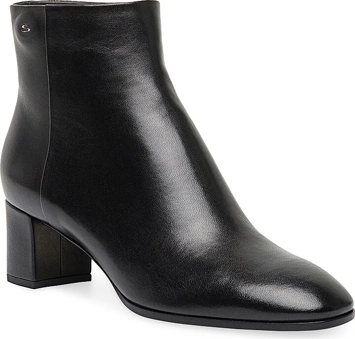 Women's 50MM Side-Zip Leather Booties - Black - Size 5.5 - Image 2