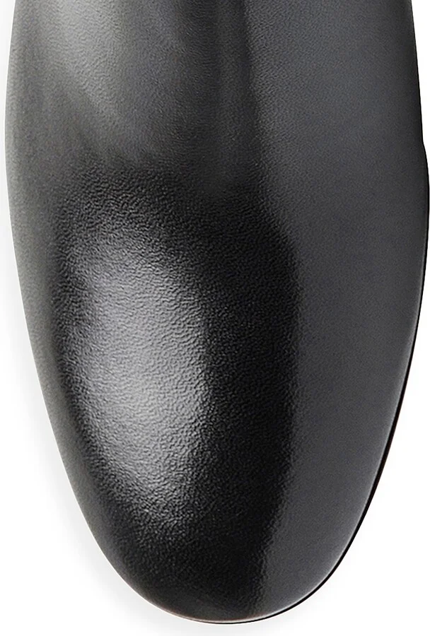Women's 50MM Side-Zip Leather Booties - Black - Size 5.5 - Image 4