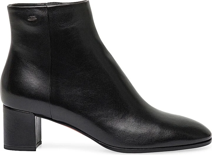 Women's 50MM Side-Zip Leather Booties - Black - Size 5.5