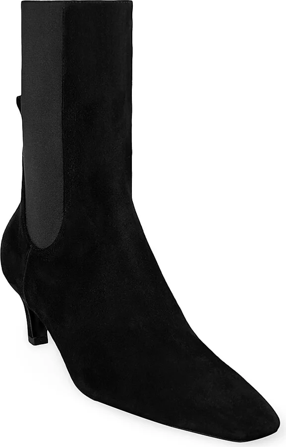 Women's 50MM Suede Kitten-Heel Boots - Black - Size 5 - Image 2