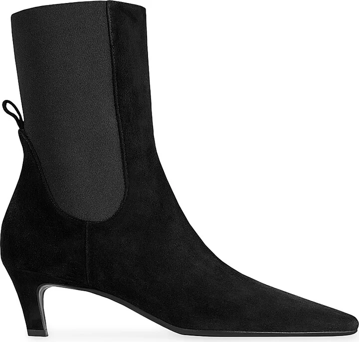 Women's 50MM Suede Kitten-Heel Boots - Black - Size 5