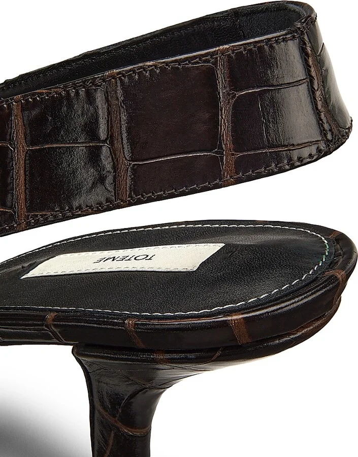 Women's 55MM Croc-Embossed Leather Slingback Pumps - Dark Brown - Size 5 - Image 5