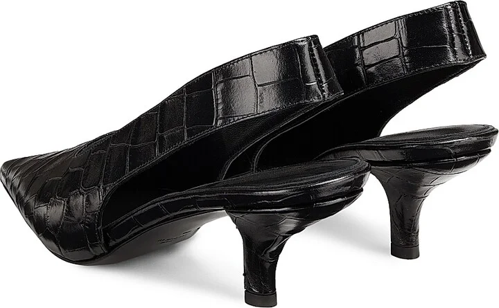 Women's 55MM Crocodile-Embossed Leather Slingback Pumps - Black - Size 5 - Image 3