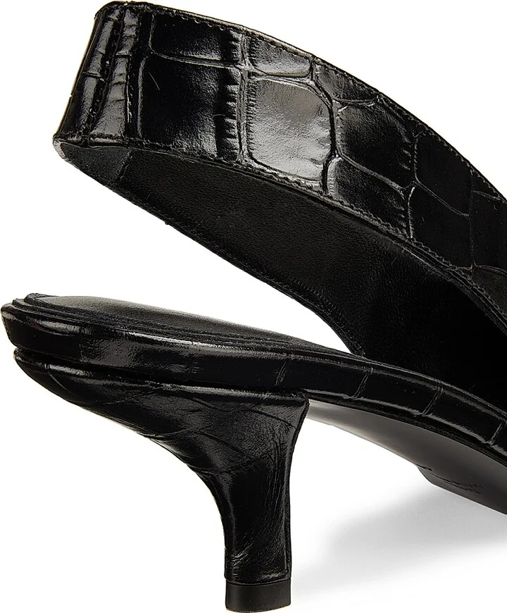 Women's 55MM Crocodile-Embossed Leather Slingback Pumps - Black - Size 5 - Image 6