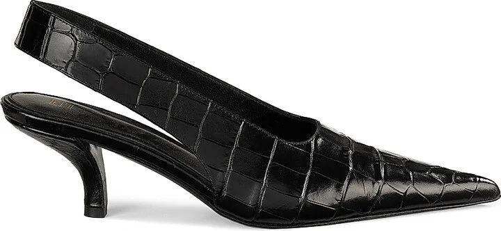 Women's 55MM Crocodile-Embossed Leather Slingback Pumps - Black - Size 5