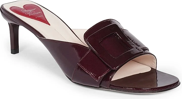 Women's 55MM Leather Sandals - Dark Violet - Size 6 - Image 2