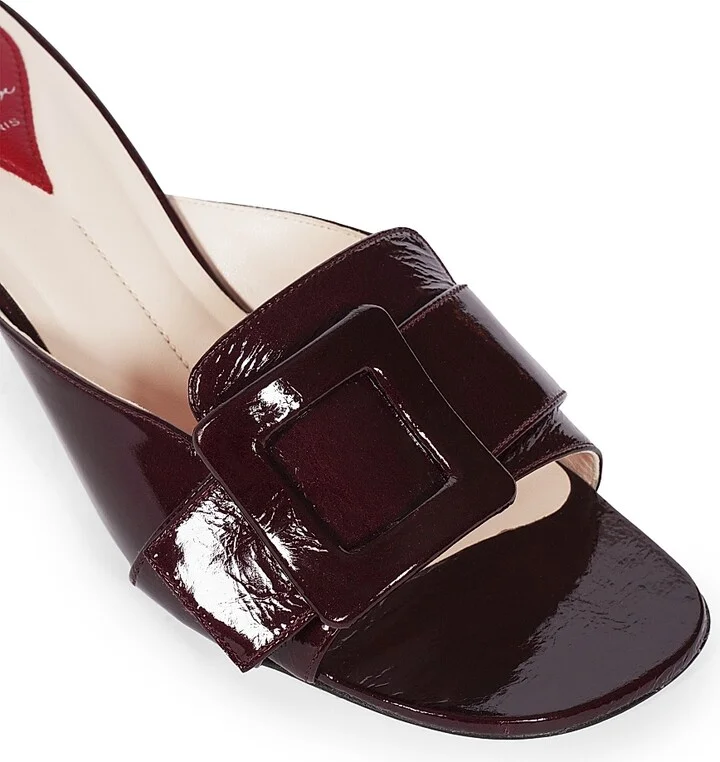 Women's 55MM Leather Sandals - Dark Violet - Size 6 - Image 5