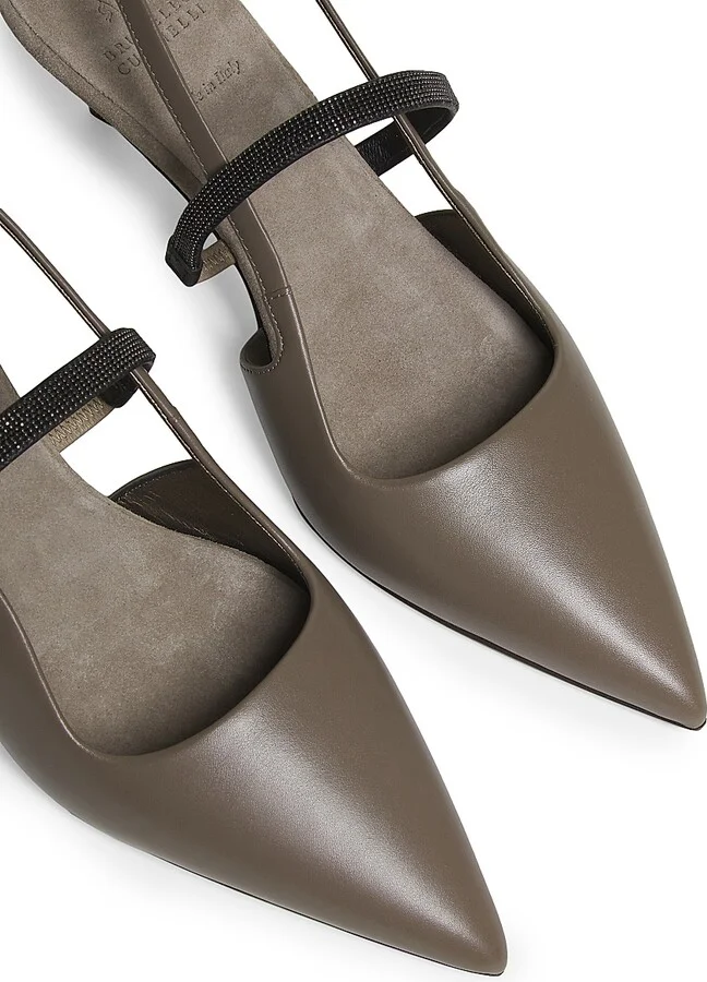 Women's 55MM Leather Slingbacks - Taupe - Size 6 - Image 2