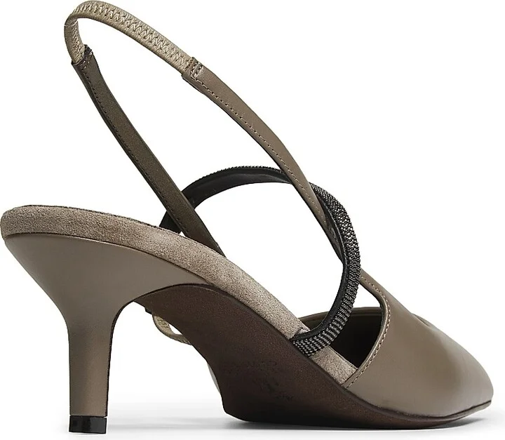 Women's 55MM Leather Slingbacks - Taupe - Size 6 - Image 3