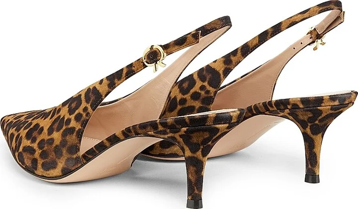 Women's 55MM Leopard Print Suede Slingback Pumps - Almond Leopard Print - Size 9 - Image 3
