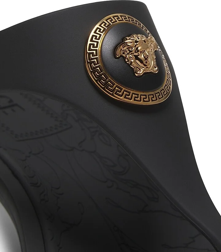Women's 55MM Medusa Baroque Kitten-Heel Sandals - Black Versace Gold - Size 5 - Image 5