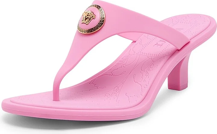 Women's 55MM Medusa Baroque Kitten-Heel Sandals - Black Versace Gold - Size 5 - Image 7