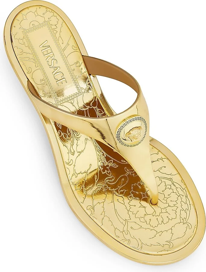 Women's 55MM Medusa Metallic Sandals - Gold Versace Gold - Size 5 - Image 4