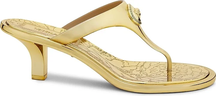 Women's 55MM Medusa Metallic Sandals - Gold Versace Gold - Size 5