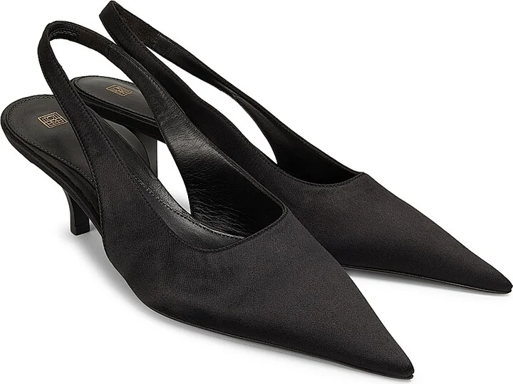 Women's 55MM Satin Slingback Pumps - Black - Size 6 - Image 2