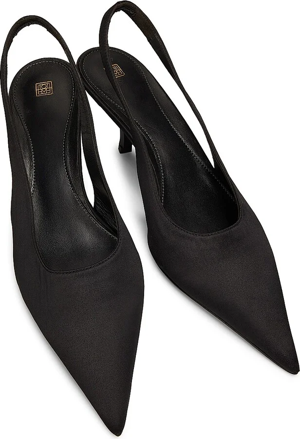 Women's 55MM Satin Slingback Pumps - Black - Size 6 - Image 4