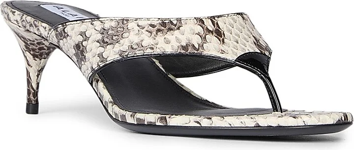 Women's 55MM Slip-On Embossed Leather Sandals - Blanc Noir - Size 6 - Image 3