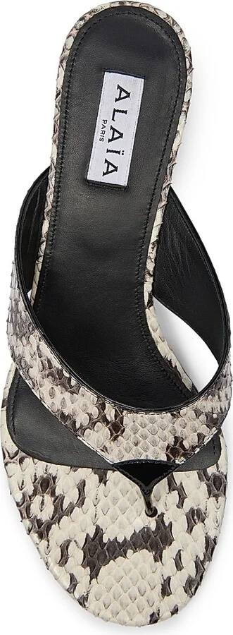 Women's 55MM Slip-On Embossed Leather Sandals - Blanc Noir - Size 6 - Image 5
