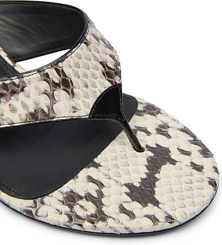 Women's 55MM Slip-On Embossed Leather Sandals - Blanc Noir - Size 6 - Image 6
