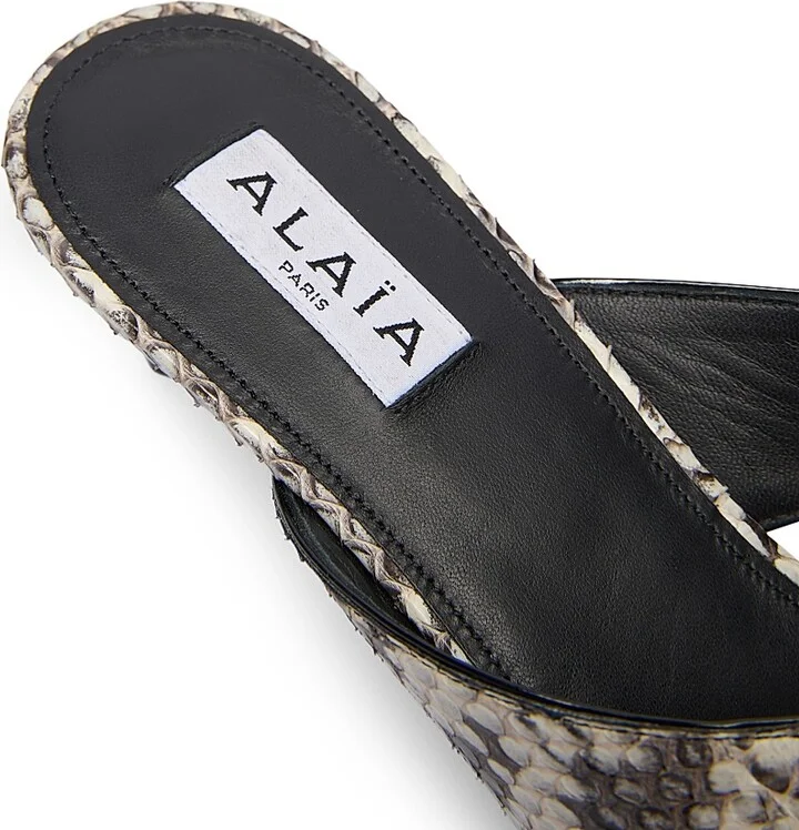 Women's 55MM Slip-On Embossed Leather Sandals - Blanc Noir - Size 6 - Image 7